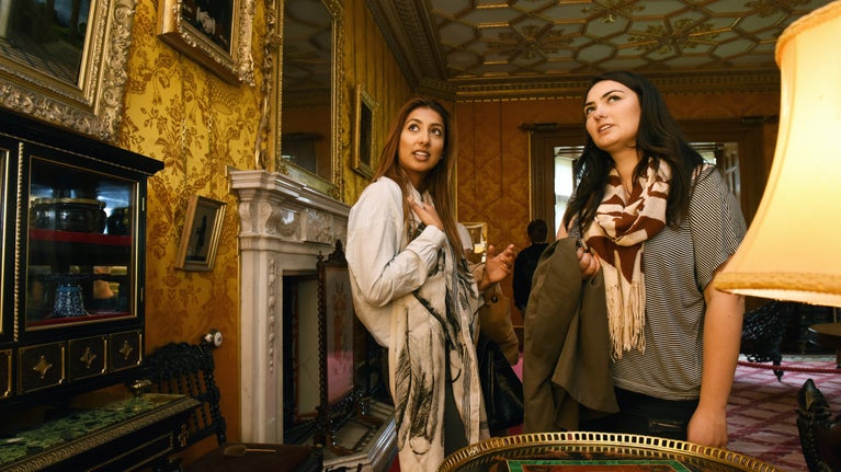 Visitors in the Drawing Room at Charlecote Park, Warwickshire